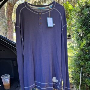 Men's Blue Long Sleeve Henley Shirt
